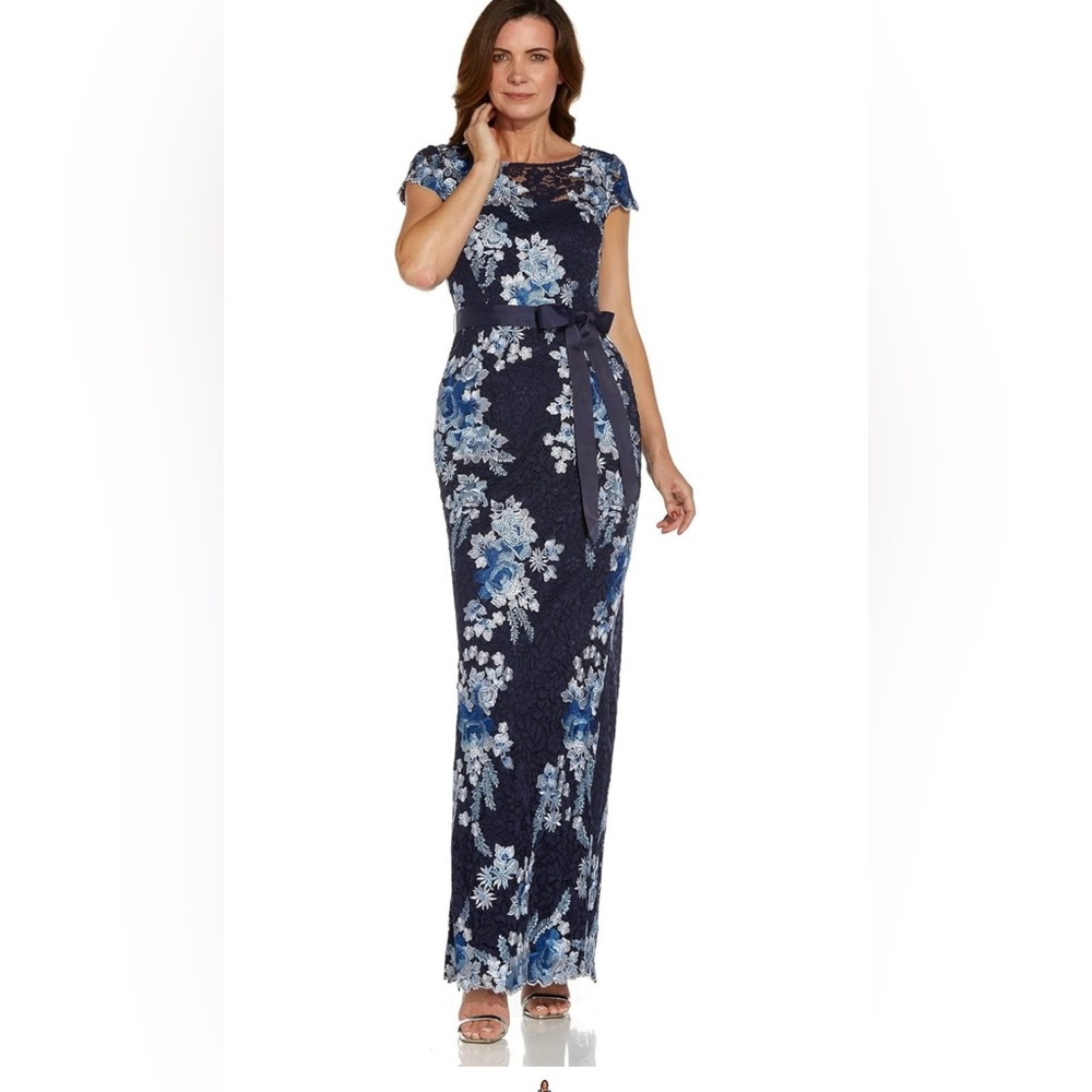 Adrianna Papell Embroidered Evening Gown